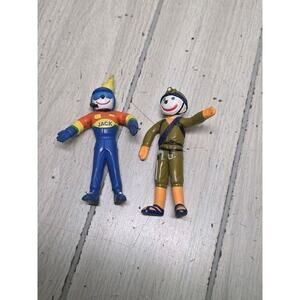 Vtg Jack Bendable Figures Jack in the Box Restaurant Lot of 2 Clowns Burgers